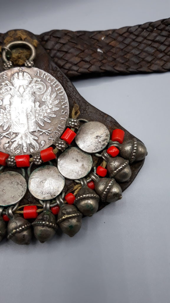 Head ornament from Marib, Yemen, showing red glass beads in the decoration