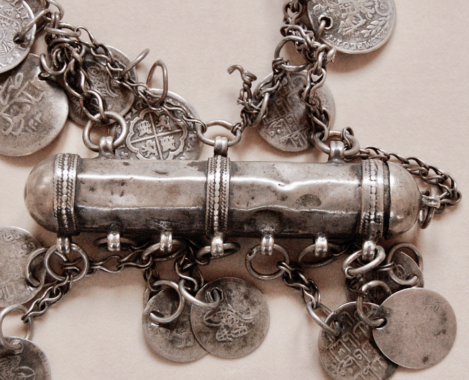 Detail of a silver amulet necklace in the museum of as-Salt, Jordan. Image: Sigrid van Roode